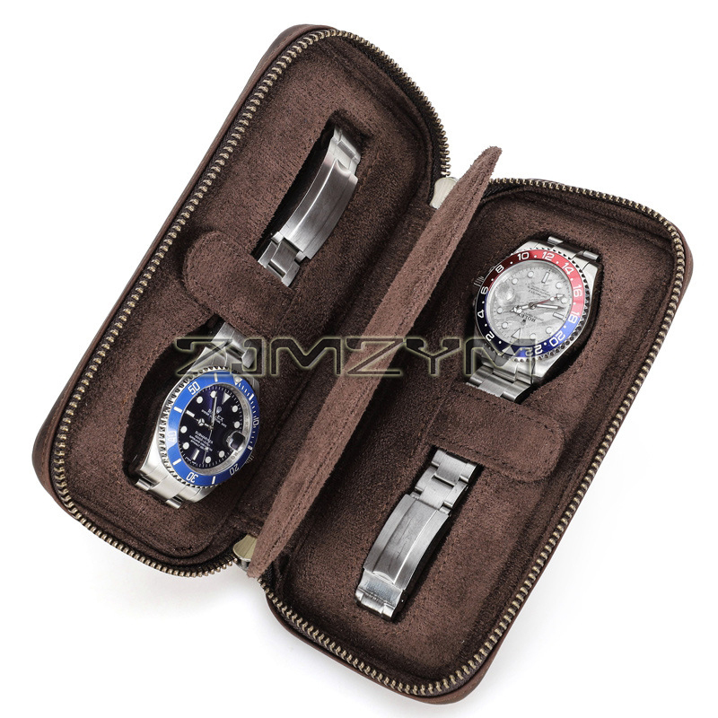 Women'S Retro Bags - Genuine Leather Watch Case with Zipper,