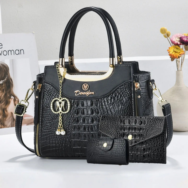 Women Bags Crossbody - Women's Crocodile Texture Handbag Set, 3-Piece