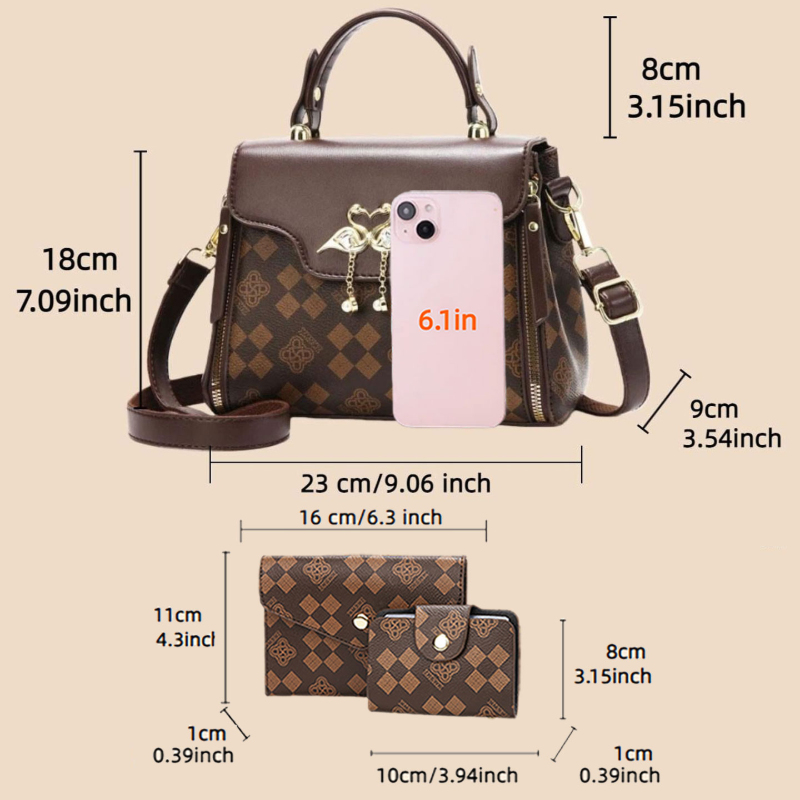 3-piece women's bag set, light - Women Bags Crossbody review and price